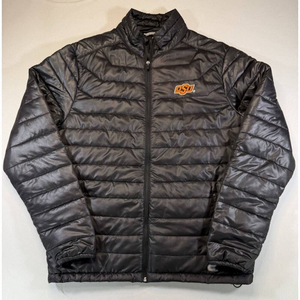 Colosseum Black Quilted Puffer Jacket with Orange OSU Logo